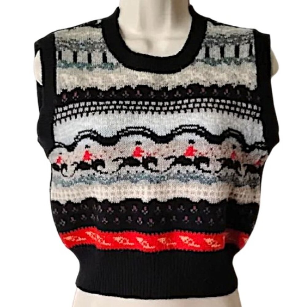 Vintage Shetland Wool Sleeveless Sweater Vest XSP Equestrian English Riding